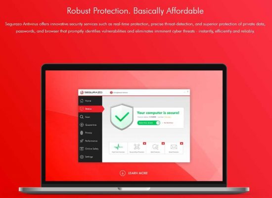giao diện và Segurazo Antivirus 